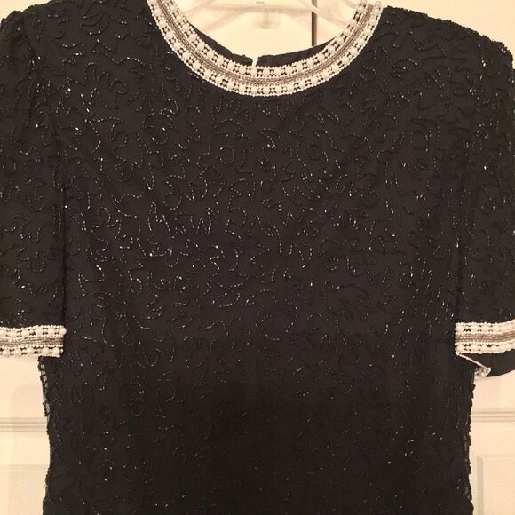 Patra Stenay VTG Black Beaded 100% Silk Blouse Top - Picture 3 of 8